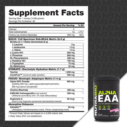 NutraBio Alpha EAA – All-Day Amino Acids for Recovery, Hydration & Focus | Dragon Fruit