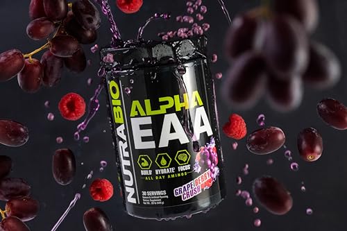 NutraBio Alpha EAA - All-Day Essential Amino Acids with Nootropics & Adaptogens, Grape Berry Crush