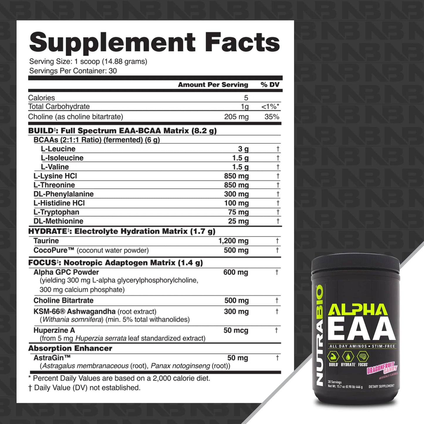 NutraBio Alpha EAA – All-Day Amino Acids for Recovery, Hydration & Focus | Dragon Fruit