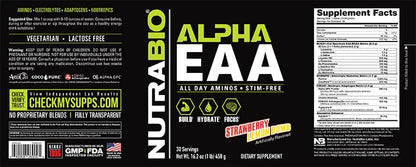 NutraBio Alpha EAA - All-Day Essential Amino Acids for Hydration & Recovery