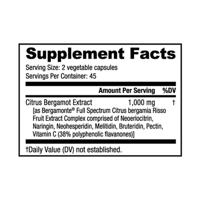 NutraBio Citrus Bergamot Bergamonte Extract Supplement 1000mg – Cardiovascular Health, 90 Capsules