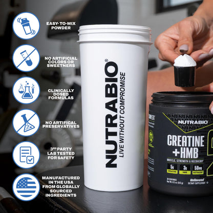 NutraBio Creatine + HMB Powder | Creatine Monohydrate with HMB for Muscle Growth – 30 Servings (Blue Razz)