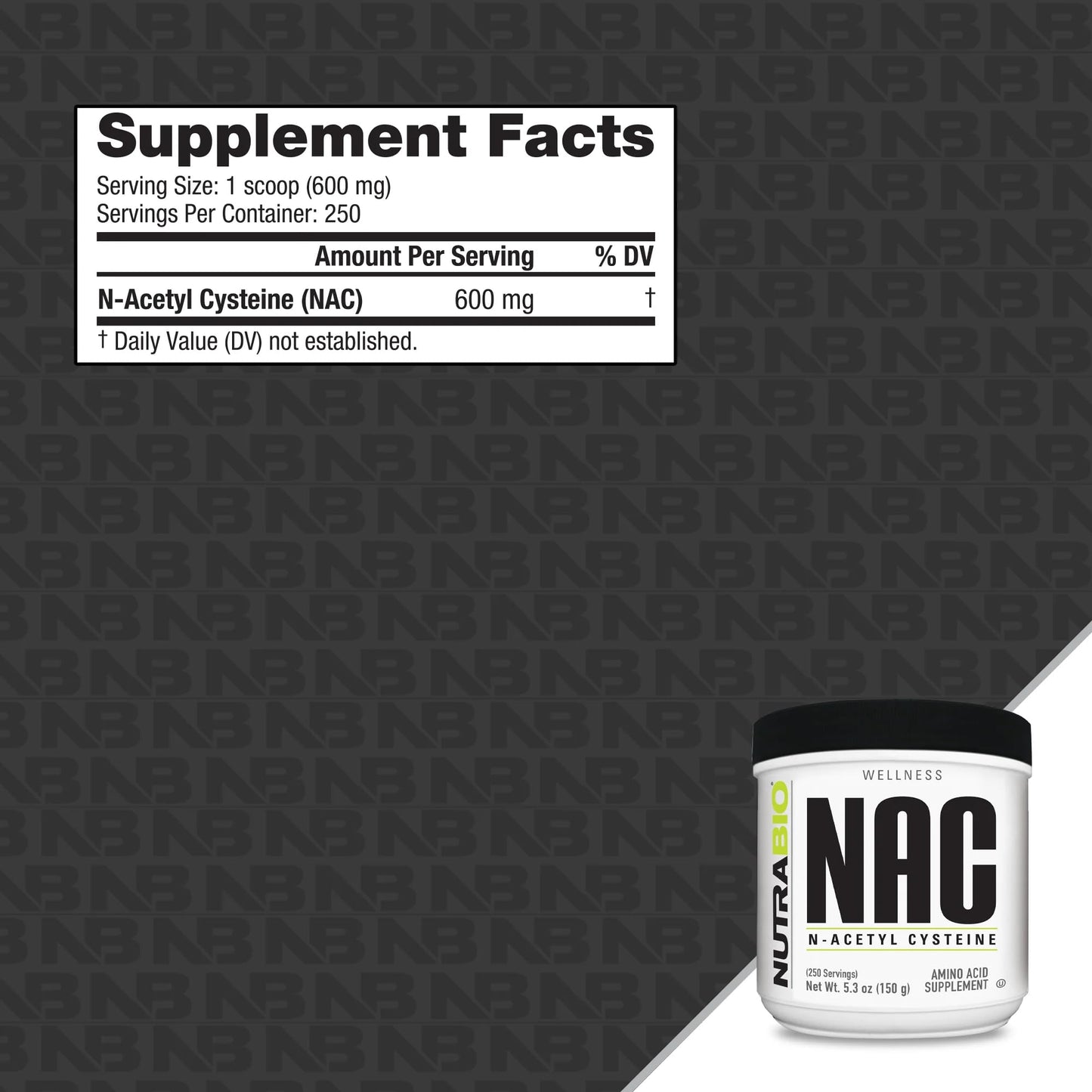 NutraBio N-Acetyl Cysteine (NAC) Supplement – 150g Powder, 600mg Serving – Immune Support & Antioxidant