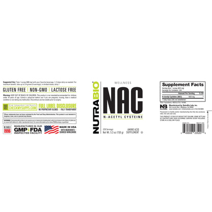 NutraBio N-Acetyl Cysteine (NAC) Supplement – 150g Powder, 600mg Serving – Immune Support & Antioxidant