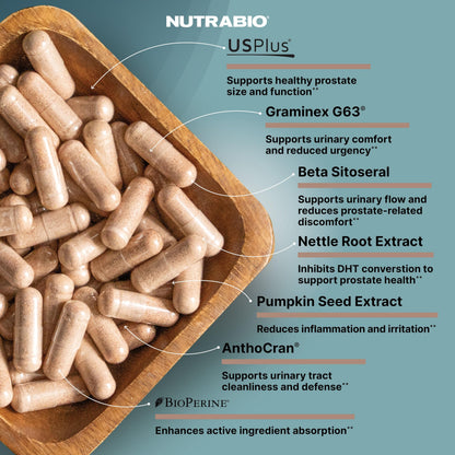 NutraBio Prostate - Advanced Prostate Support | Inflammation & Antioxidant Defense (90 Capsules)