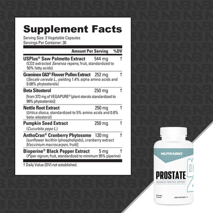 NutraBio Prostate - Advanced Prostate Support | Inflammation & Antioxidant Defense (90 Capsules)