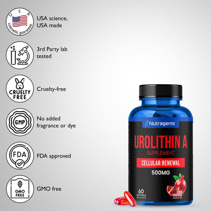 Nutragenis Urolithin A 500mg Softgels – Advanced Mitochondrial Support