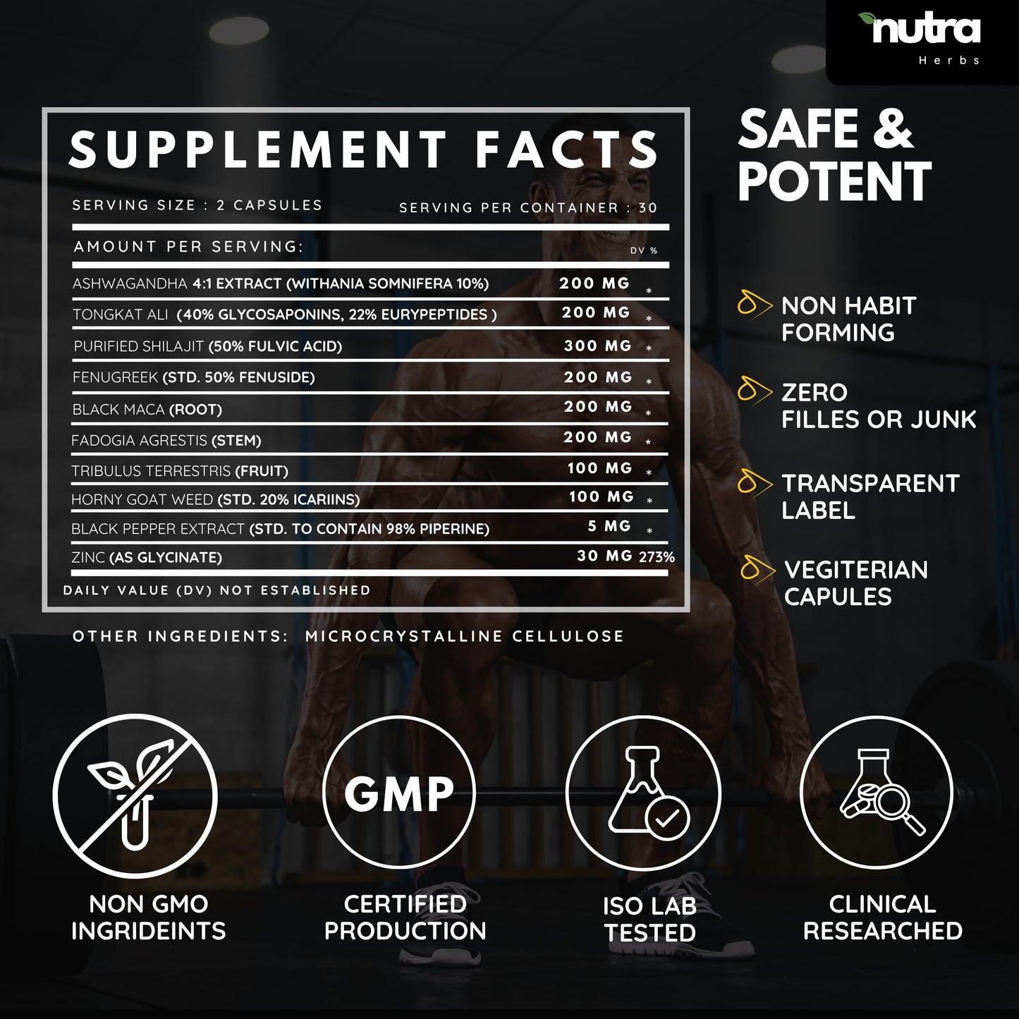 NutraHerds Men’s Vitality & Testosterone Support | Tongkat Ali & Ashwagandha
