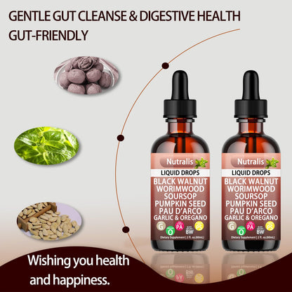 Nutralis Black Walnut Wormwood Gut Cleanse – Liquid Drops for Digestive Health