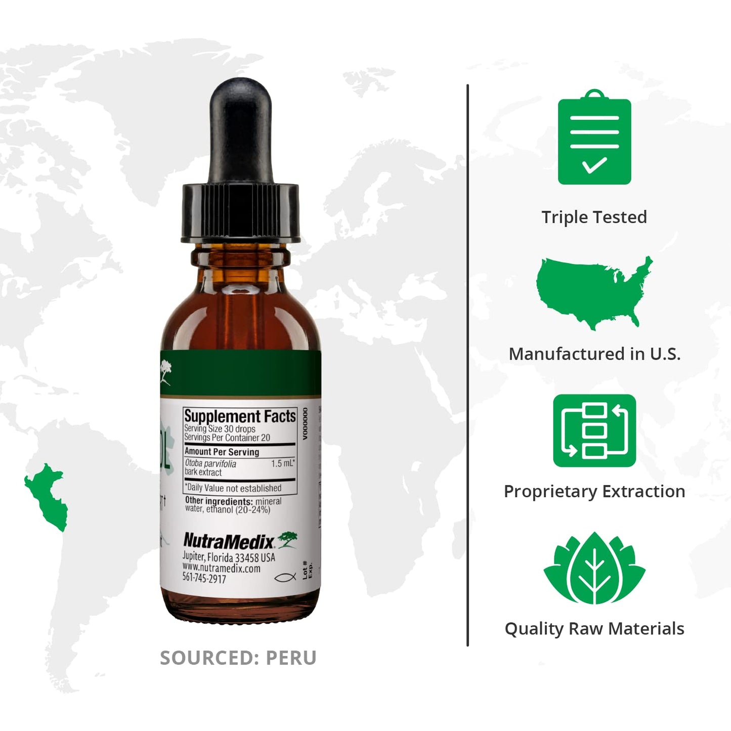 NutraMedix Banderol Daily Immune Support Tincture — Vegan Otoba Bark Drops (1 oz)