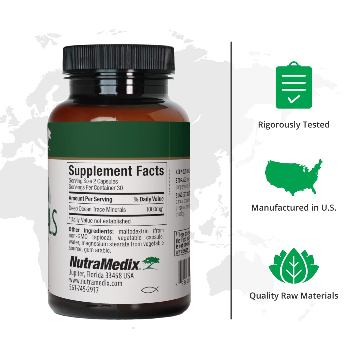 NutraMedix Deep Ocean Trace Minerals 1000mg - Electrolyte Support (Pack of 2, 60 Capsules)
