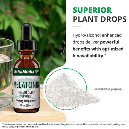 NutraMedix Melatonin Night Time Support Drops for Occasional Sleeplessness – Sleep, Immune & Mood Support (1 oz / 30 ml)