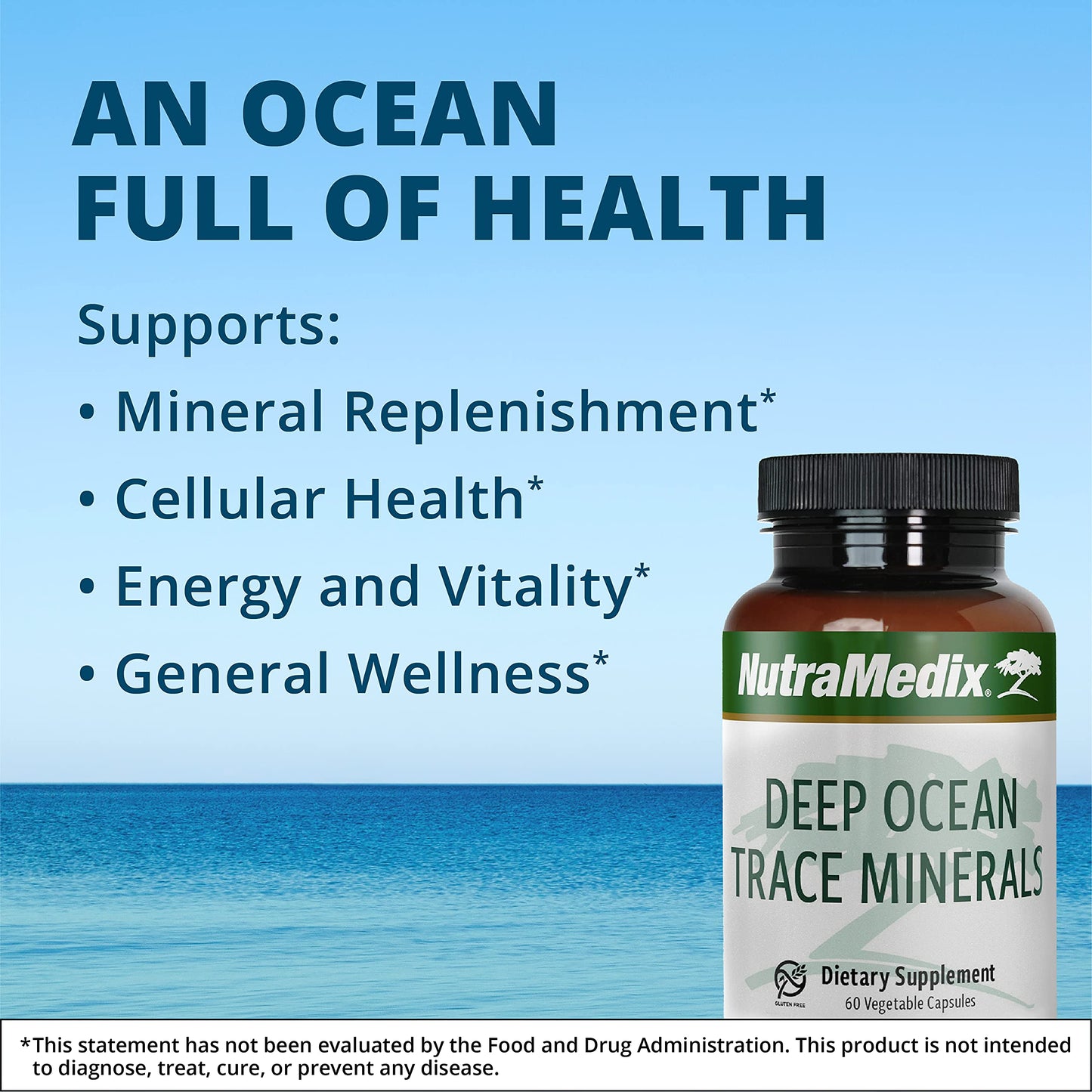 NutraMedix Deep Ocean Trace Minerals 1000mg - Electrolyte Support (Pack of 2, 60 Capsules)
