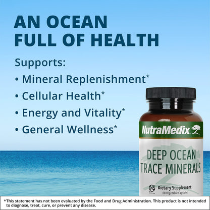 NutraMedix Deep Ocean Trace Minerals 1000mg - Electrolyte Support (Pack of 2, 60 Capsules)