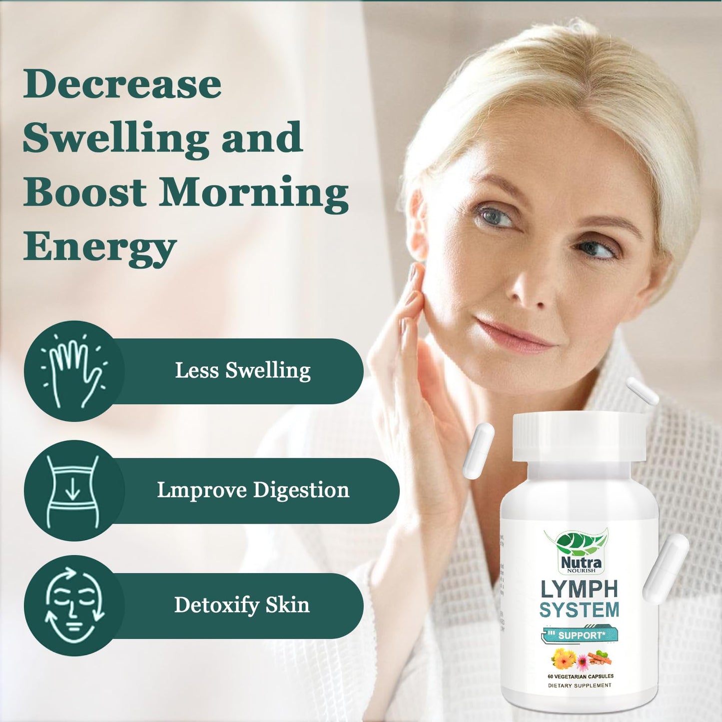 NutraNourish Lymphatic Drainage Supplements – Dandelion, Echinacea & Bromelain | 120 Count Bottles (2)