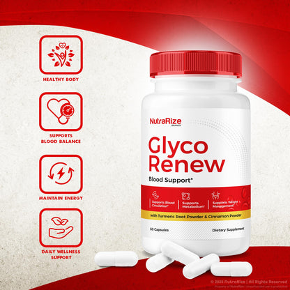NutraRize Glyco Renew Pills – All Natural Blood Support Formula | Maximum Strength 60 Capsules