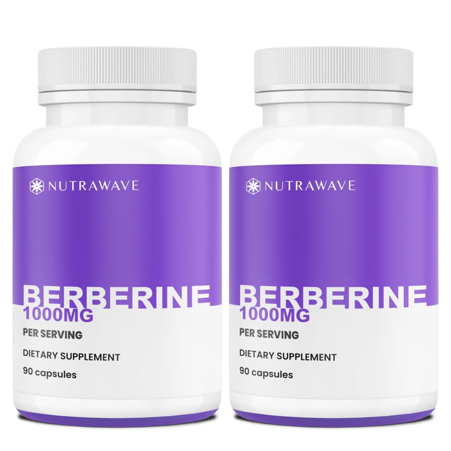 Nutra Wave Pure Berberine Maximum Potency 1000mg per Serving - 2-Pack (Vegan, Non-GMO)
