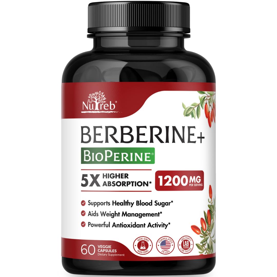 Nutreb Berberine 1200mg — 5X Absorption, Immune & Metabolic Support, USA Made