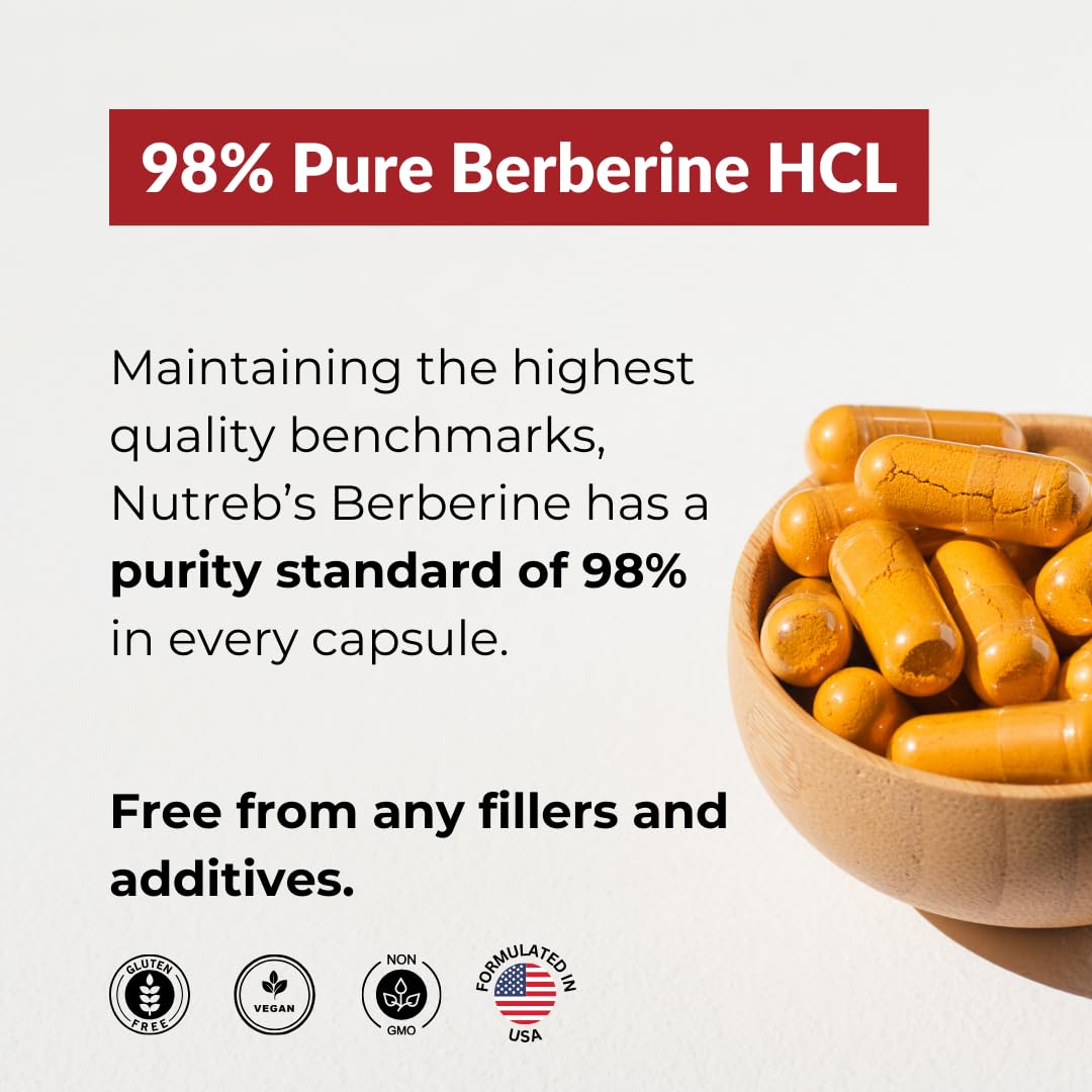 Nutreb Berberine 1200mg — 5X Absorption, Immune & Metabolic Support, USA Made