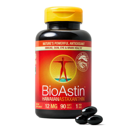 Nutrex Hawaii BioAstin 12mg Hawaiian Astaxanthin – 90 Softgels | Premium Antioxidant Supplement