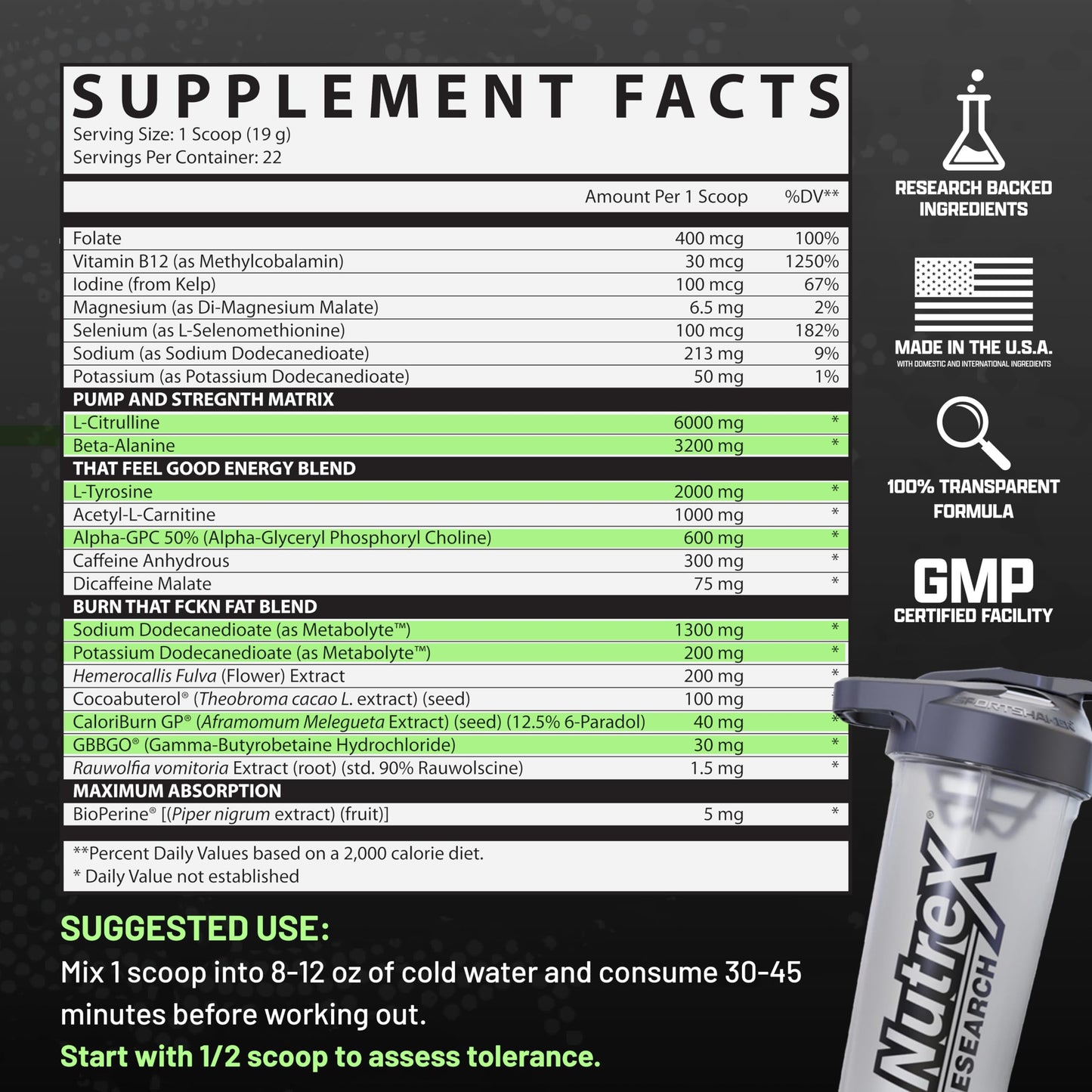 Nutrex Outlift Burn Pre-Workout Maui Twist – 22 Servings | Metabolyte, L-Citrulline & Caffeine