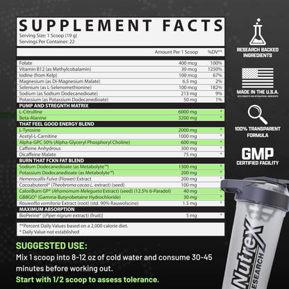 Nutrex Outlift Burn Pre-Workout Maui Twist – 22 Servings | Metabolyte, L-Citrulline & Caffeine
