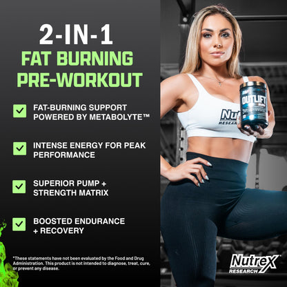 Nutrex Outlift Burn Pre-Workout Maui Twist – 22 Servings | Metabolyte, L-Citrulline & Caffeine