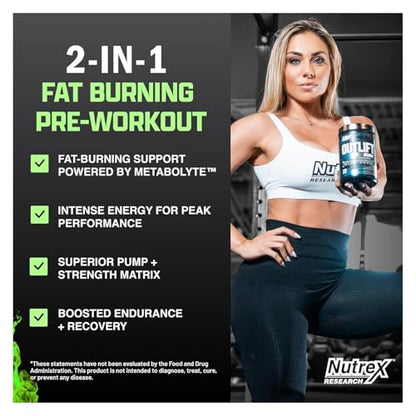 Nutrex Outlift Burn Pre-Workout Maui Twist – 22 Servings | Metabolyte, L-Citrulline & Caffeine