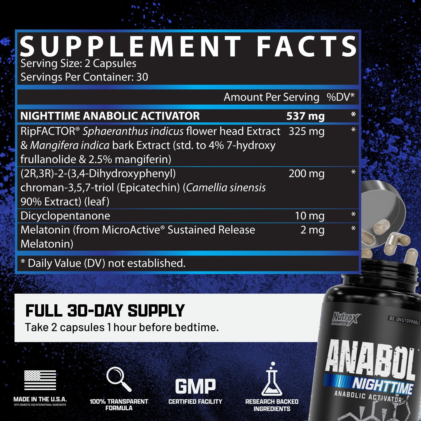 Anabol PM Nighttime Muscle Builder & Sleep Aid | Nutrex Research