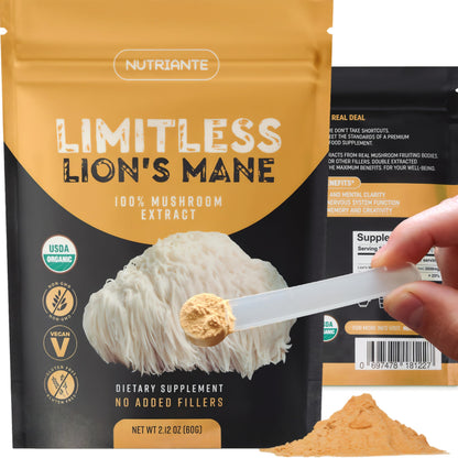 Premium USDA Organic Lion's Mane Extract Powder – 15:1 Dual Extract, 2.12 oz | Nutriante