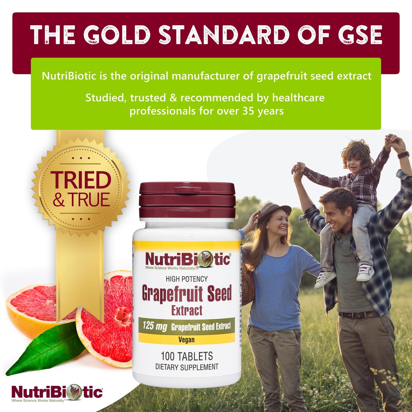 NutriBiotic Grapefruit Seed Extract Tablets 125mg – 100 Count | Vegan, Gluten Free