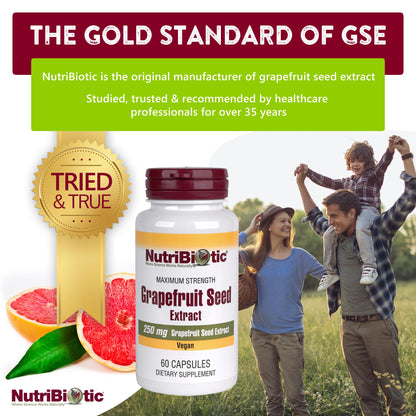 NutriBiotic Grapefruit Seed Extract Capsules 250 mg, 60 Count – Maximum Strength with Bioflavonoids