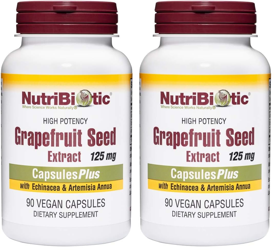 NutriBiotic Grapefruit Seed Extract CapsulesPlus – 125 mg GSE, 90 Count (Pack of 2) | Vegan, Gluten-Free, Non-GMO
