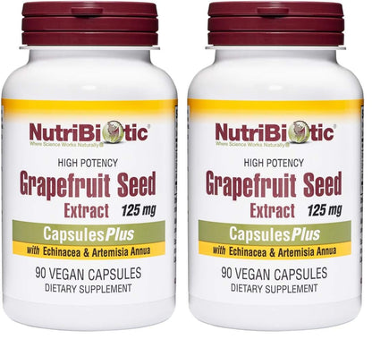NutriBiotic Grapefruit Seed Extract CapsulesPlus – 125 mg GSE, 90 Count (Pack of 2) | Vegan, Gluten-Free, Non-GMO