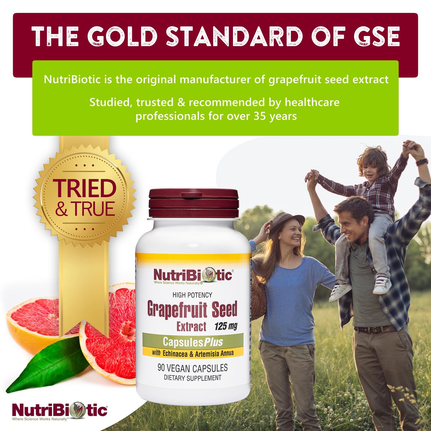 NutriBiotic Grapefruit Seed Extract CapsulesPlus – 125 mg GSE, 90 Count (Pack of 2) | Vegan, Gluten-Free, Non-GMO