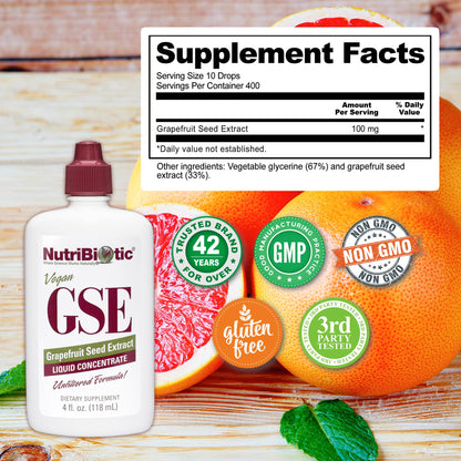 NutriBiotic GSE 4 Oz Liquid – Grapefruit Seed Extract with Bioflavonoids | Vegan, Gluten Free, Non-GMO (Pack of 2)