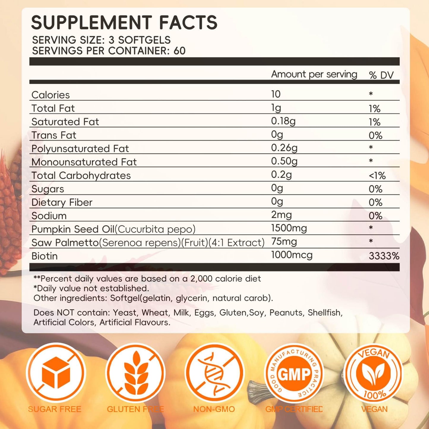 Nutribota Pumpkin Seed Oil Softgels 1500mg - Hair, Prostate & Urinary Health (180 Count)