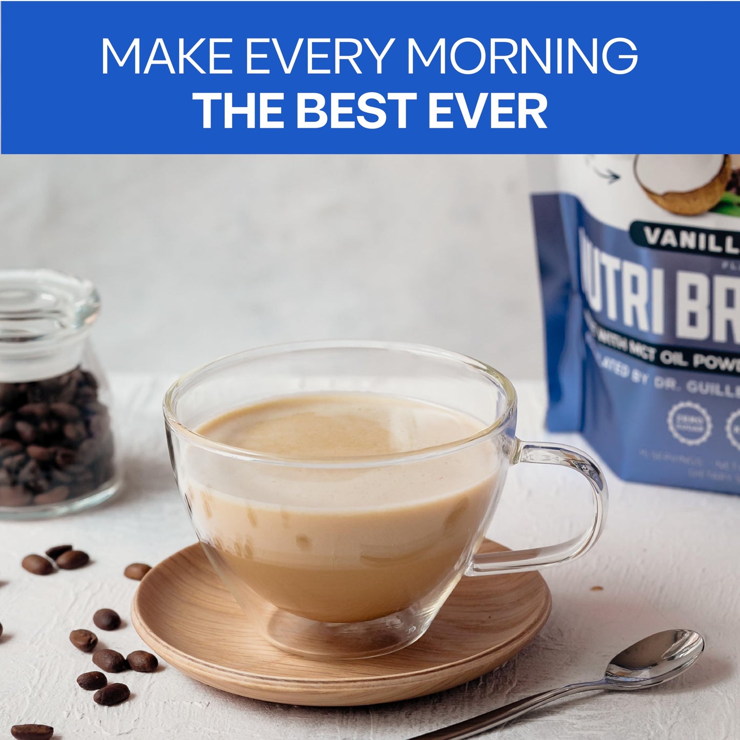 NutriBreakfast by Nutrillermo – Keto Protein Collagen Powder with MCT Oil, Coffee (15.9 oz)