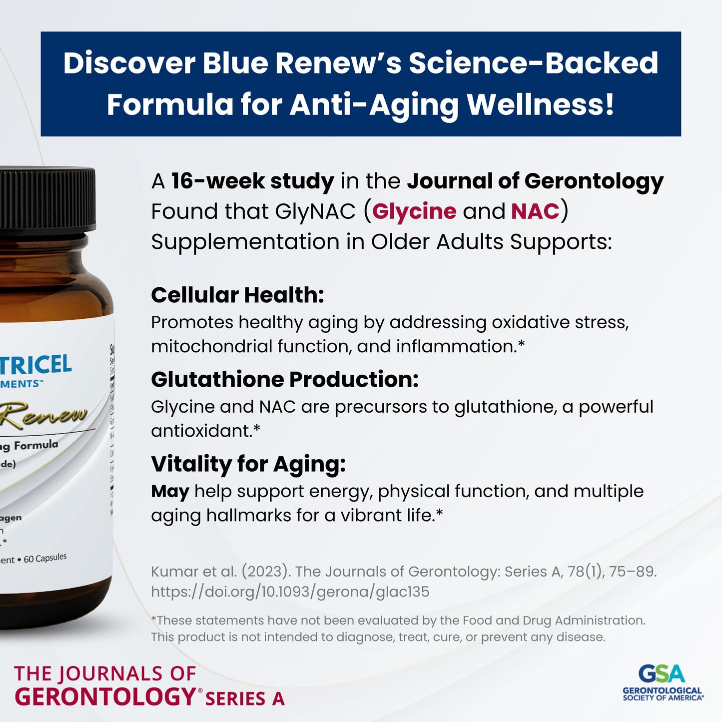 Nutricel GlyNAC Methylene Blue Capsules – 7mg USP, Glycine, NAC, Collagen & Creatine – Made in USA, 60ct