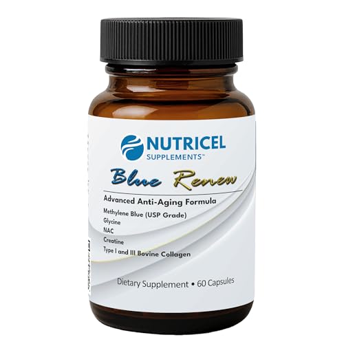 Nutricel GlyNAC Methylene Blue Capsules – 7mg USP, Glycine, NAC, Collagen & Creatine – Made in USA, 60ct