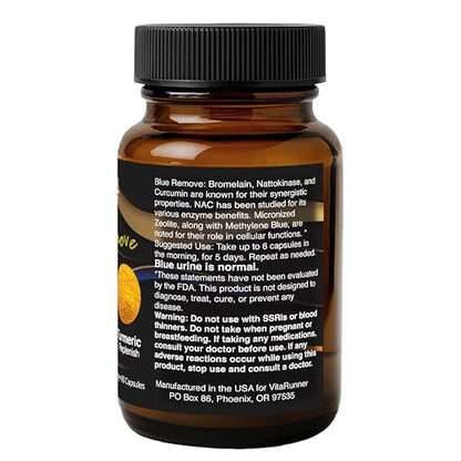 Nutricel Methylene Blue Capsules with Zeolite, Nattokinase, Turmeric – 18mg (USP) | 60ct | Made in USA