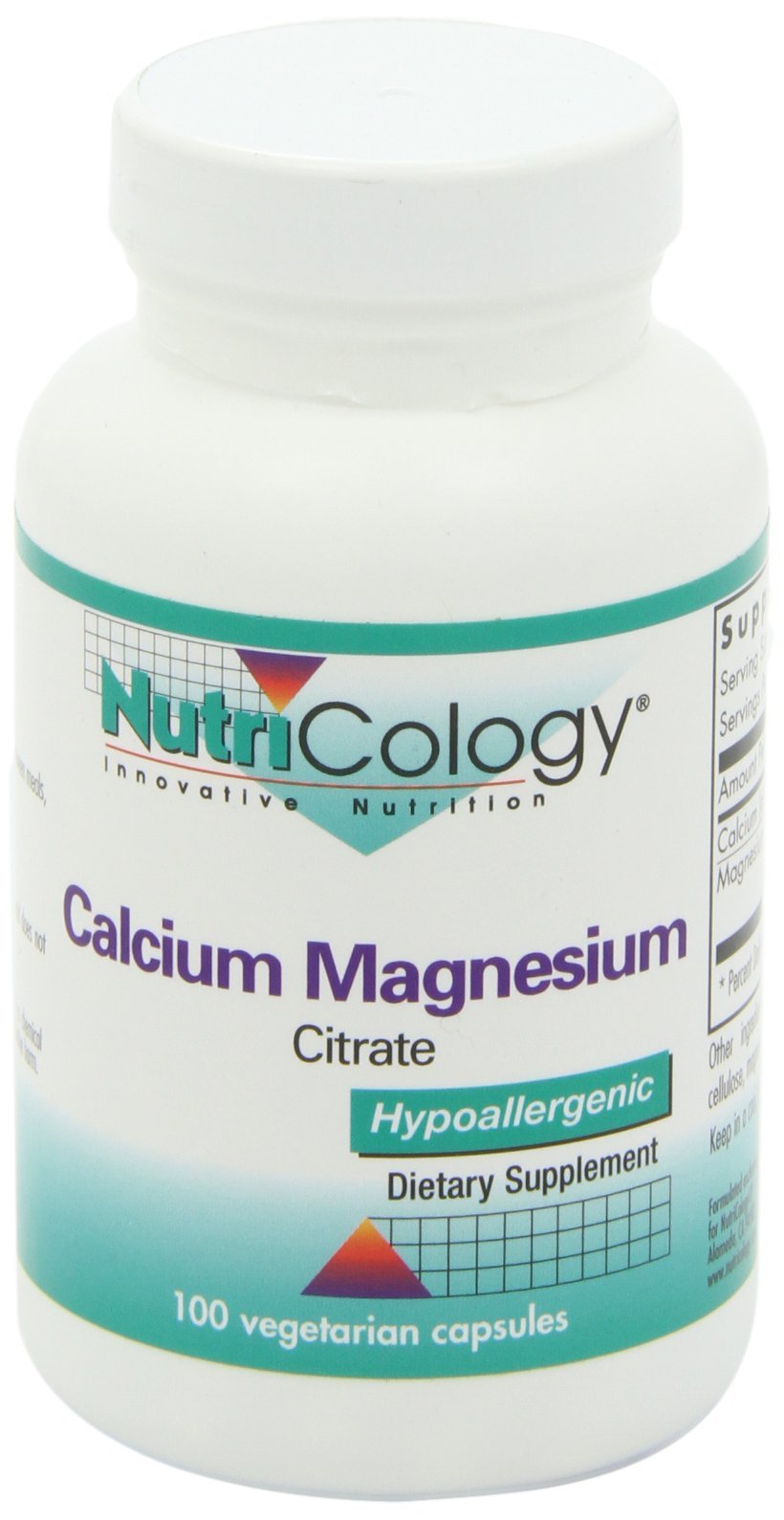 Nutricology Calcium Magnesium Citrate Supplement - Bone Health, Well-Absorbed Calcium Citrate, 100 Count Vegetarian Capsules