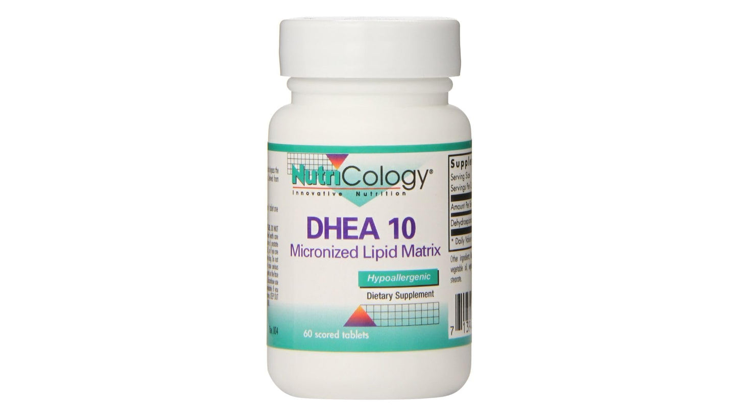 NutriCology DHEA 10 mg Sustained Release Tablets, 60 Count | Soy Free & Hypoallergenic