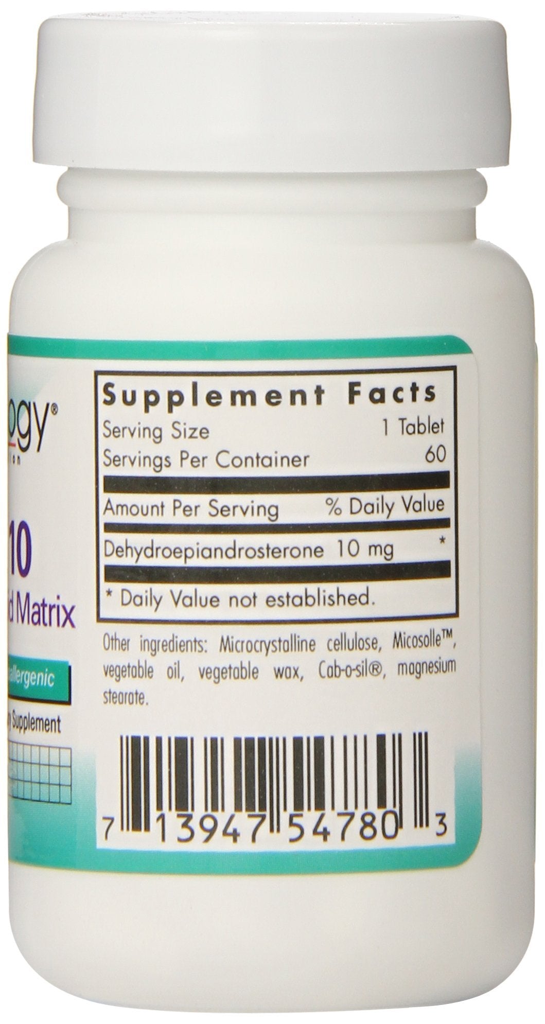 NutriCology DHEA 10 mg Sustained Release Tablets, 60 Count | Soy Free & Hypoallergenic