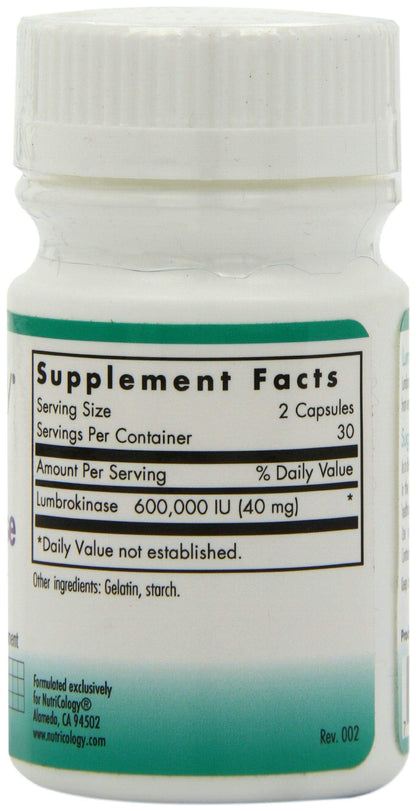Nutricology Lumbrokinase Supplement – Circulation Support, 60 VEG Capsules