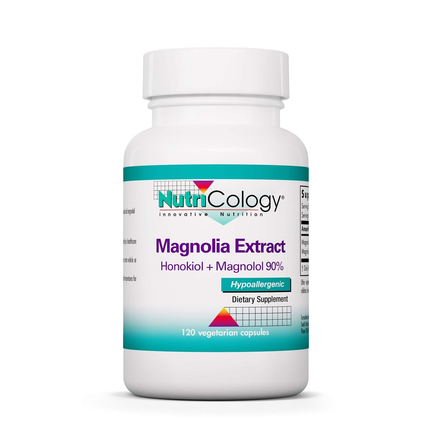 Nutricology Magnolia Extract Supplement - Stress & Sleep Support, Magnolia Bark, Honokiol, Magnolol, Cortisol Manager, Vegetarian Capsules - 120 Count