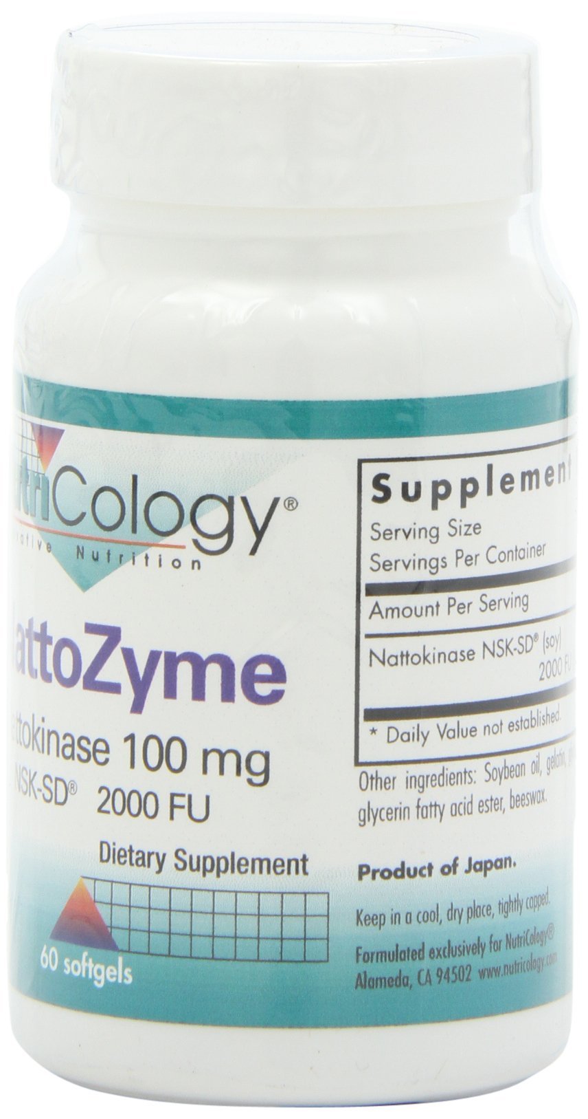 Nutricology NattoZyme NSK-SD 2000 FU Nattokinase - 60 Veg Softgels