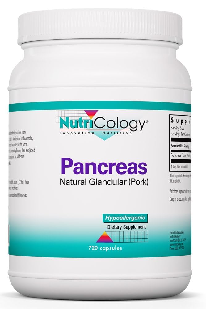 Nutricology Pancreas Dietary Supplement - Digestive Support | Hypoallergenic, Gluten Free, Vegetarian Capsule | 720 Count