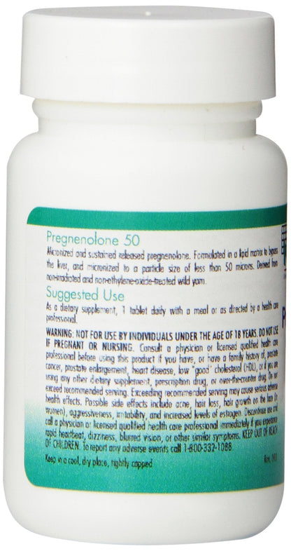 Nutricology Pregnenolone 50mg - 60 Count | Plant-Sourced, Non-GMO Wild Yam