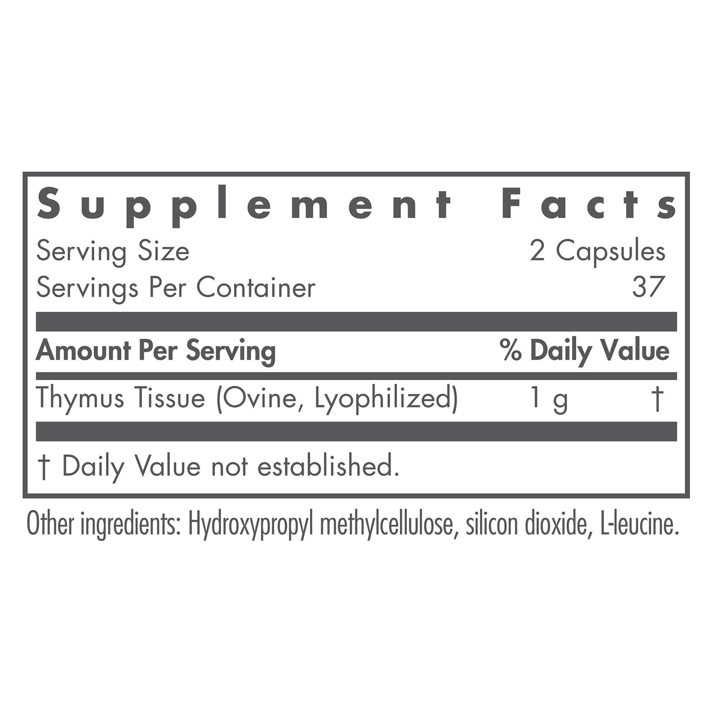Nutricology Thymus Supplement - 1000mg Ovine Glandular (Lyophilized) | Hypoallergenic | 75 Count